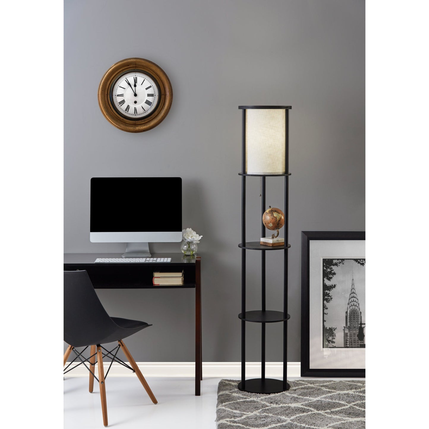 Oswald  Round Shelf Floor Lamp