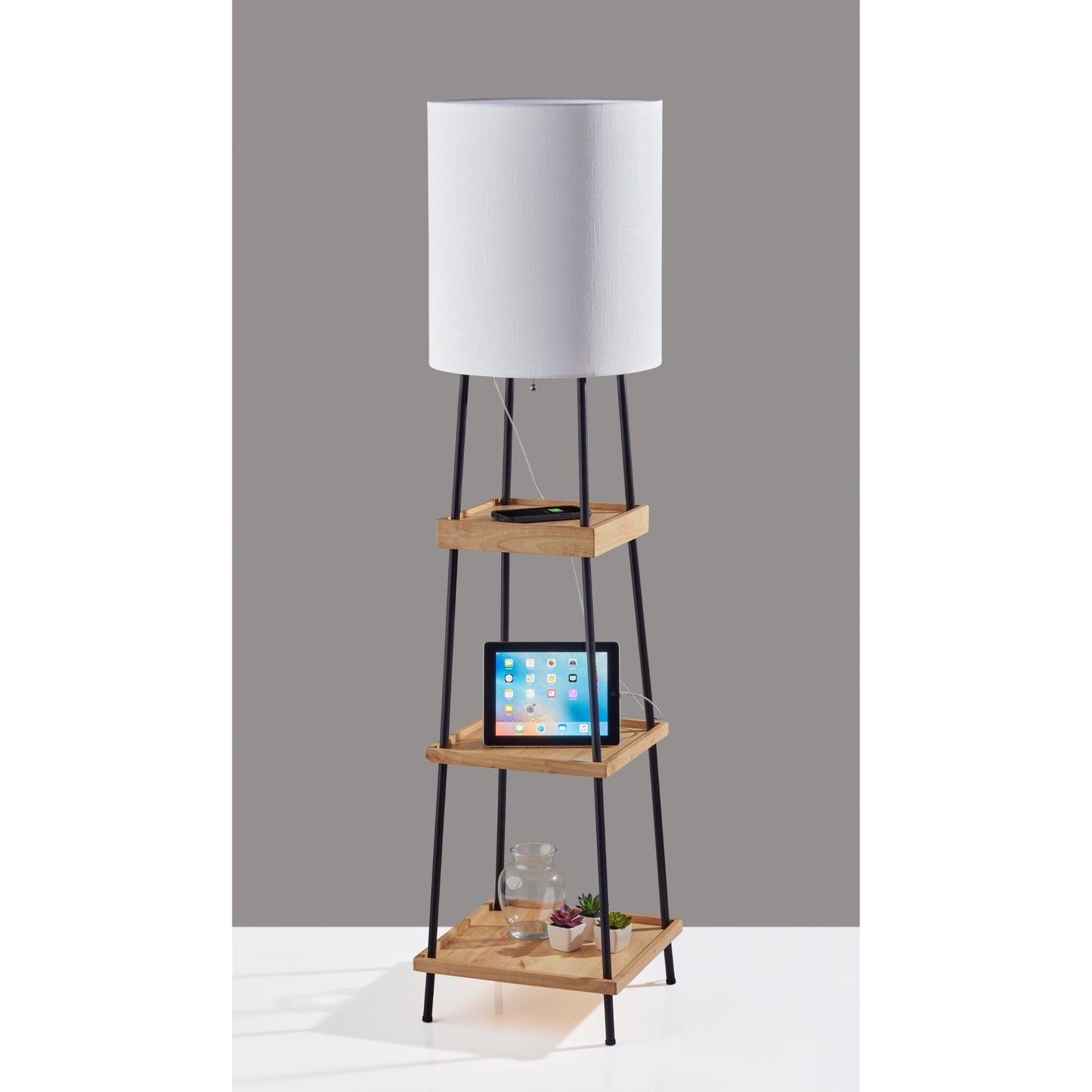 Cypress Wireless Charging Shelf Floor Lamp