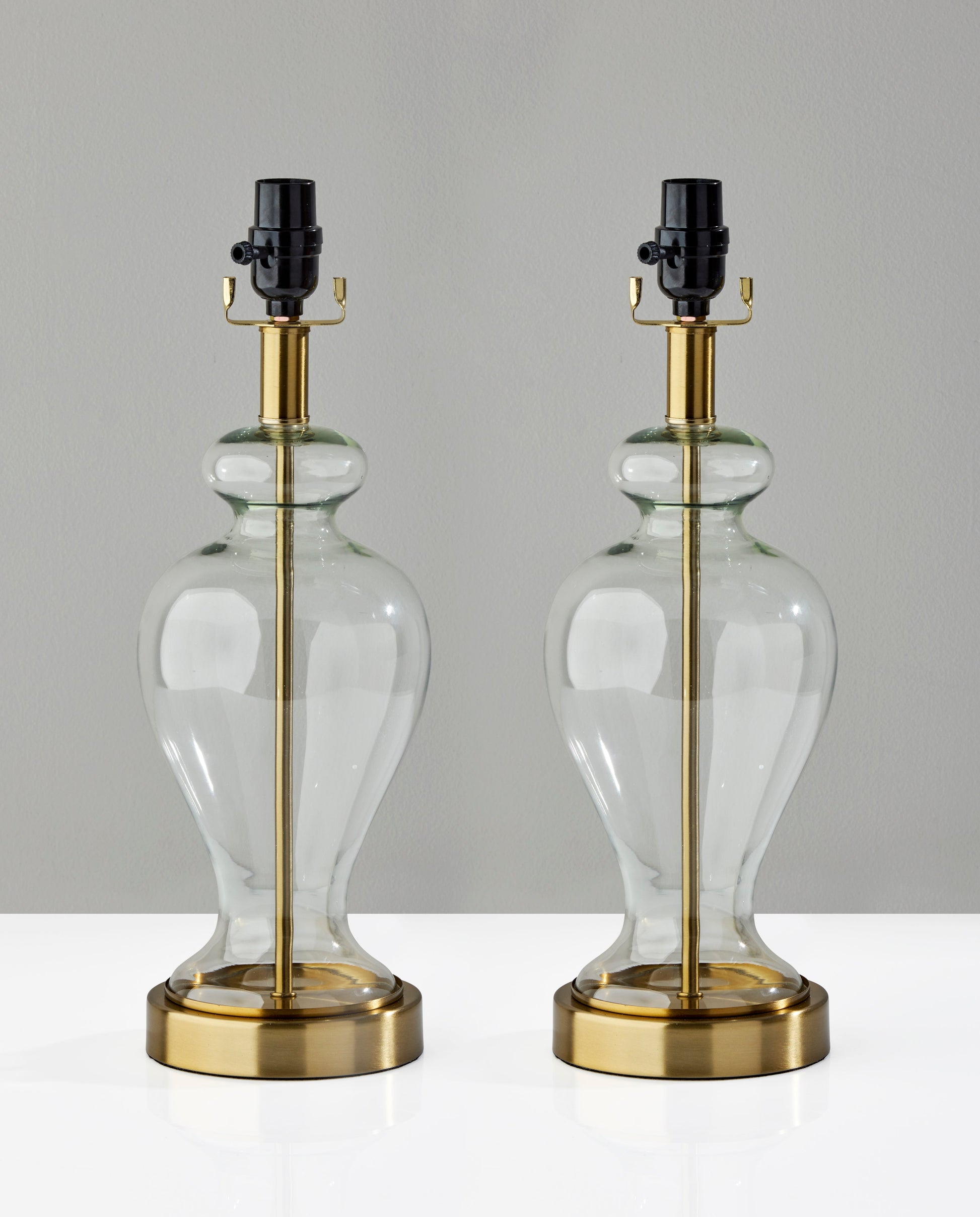 Unnamed Brass Glass Lamp Bases(Set of 2)